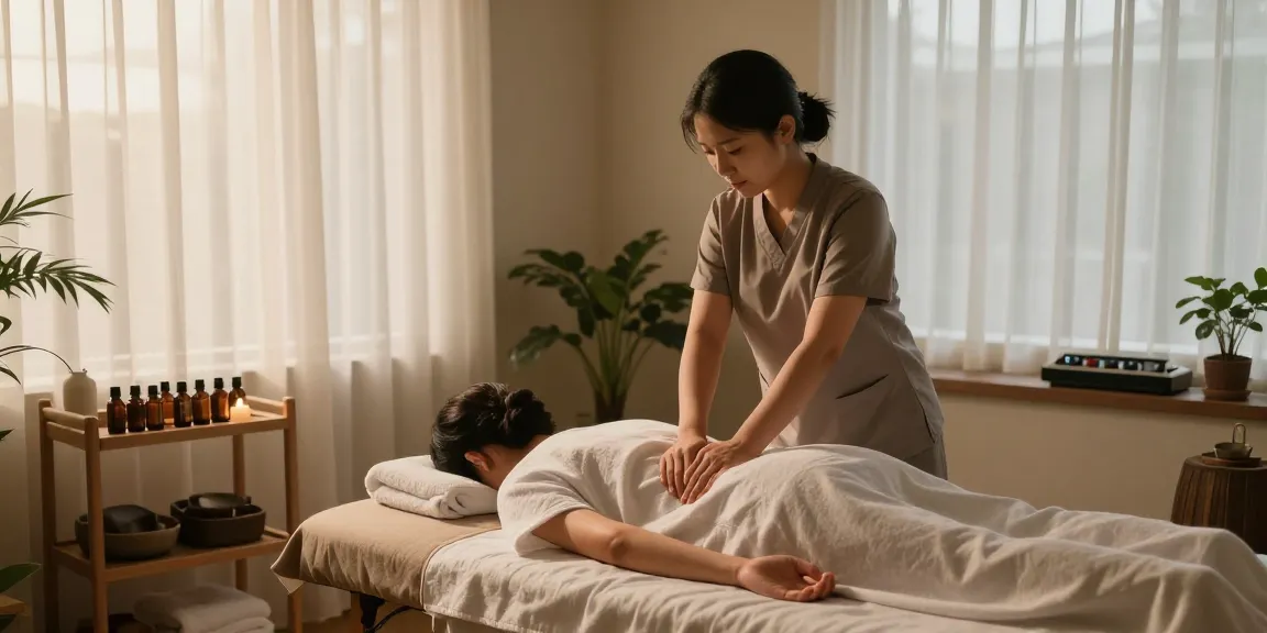 Relaxing 인천출장안마 session with a professional therapist in a tranquil studio environment.
